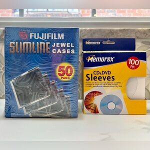 Fuji Slimline Jewel Cases & Memorex CD/DVD Sleeves Pack